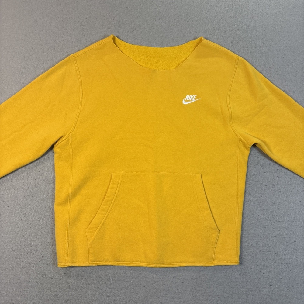 Nike Raw Hem Crewneck Sweatshirt Yellow Logo Women Mediumโ
